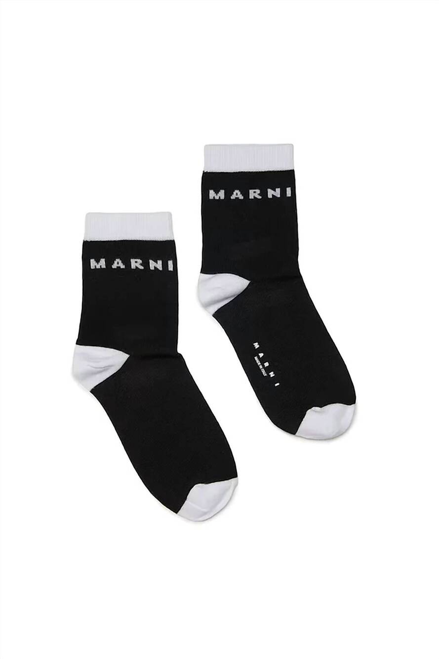 NEW MARNI kids' color block socks in black